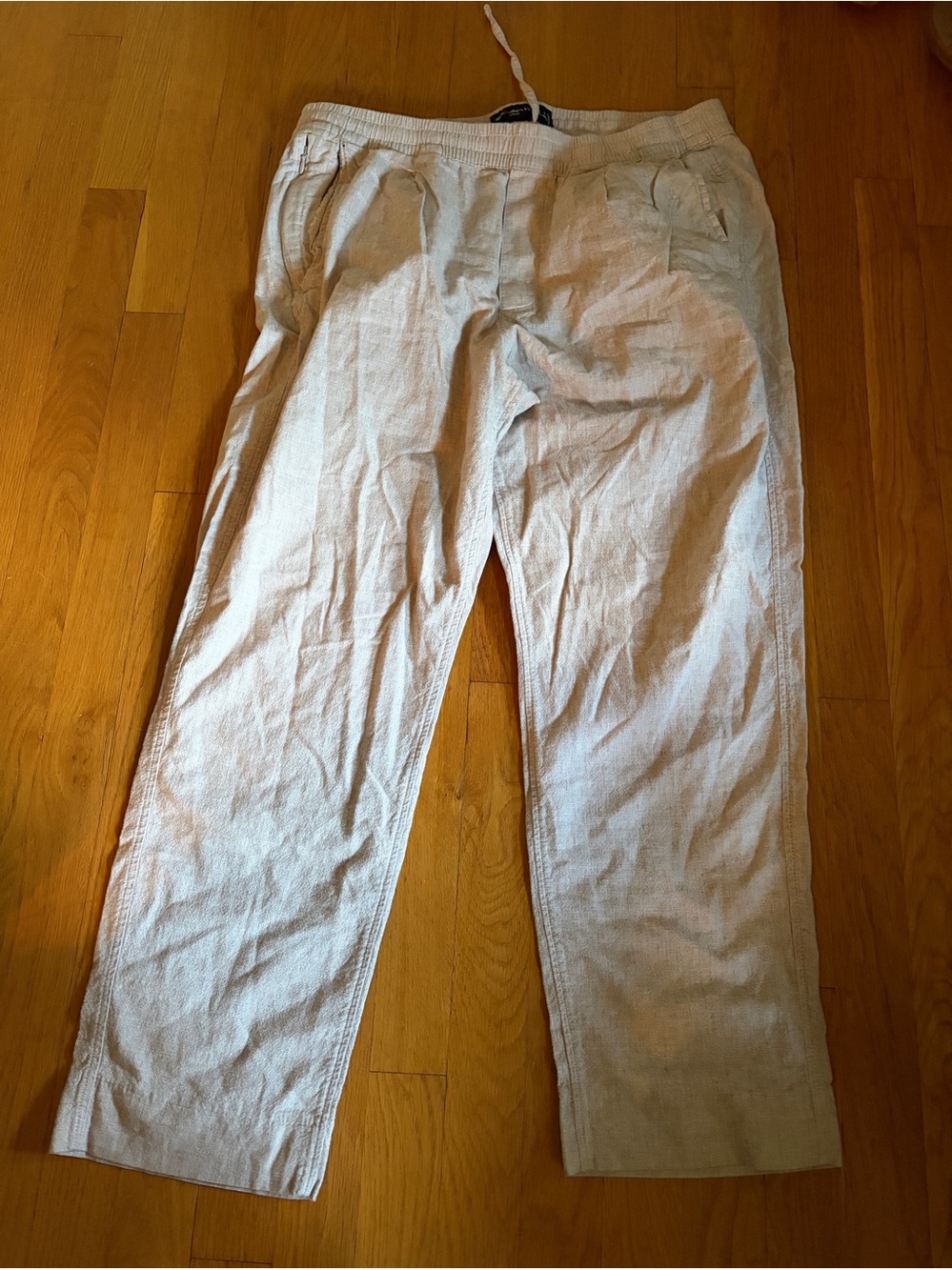 Abercrombie & Fitch Pants Womens L Short Cotton Linen Stretch Loose Beige